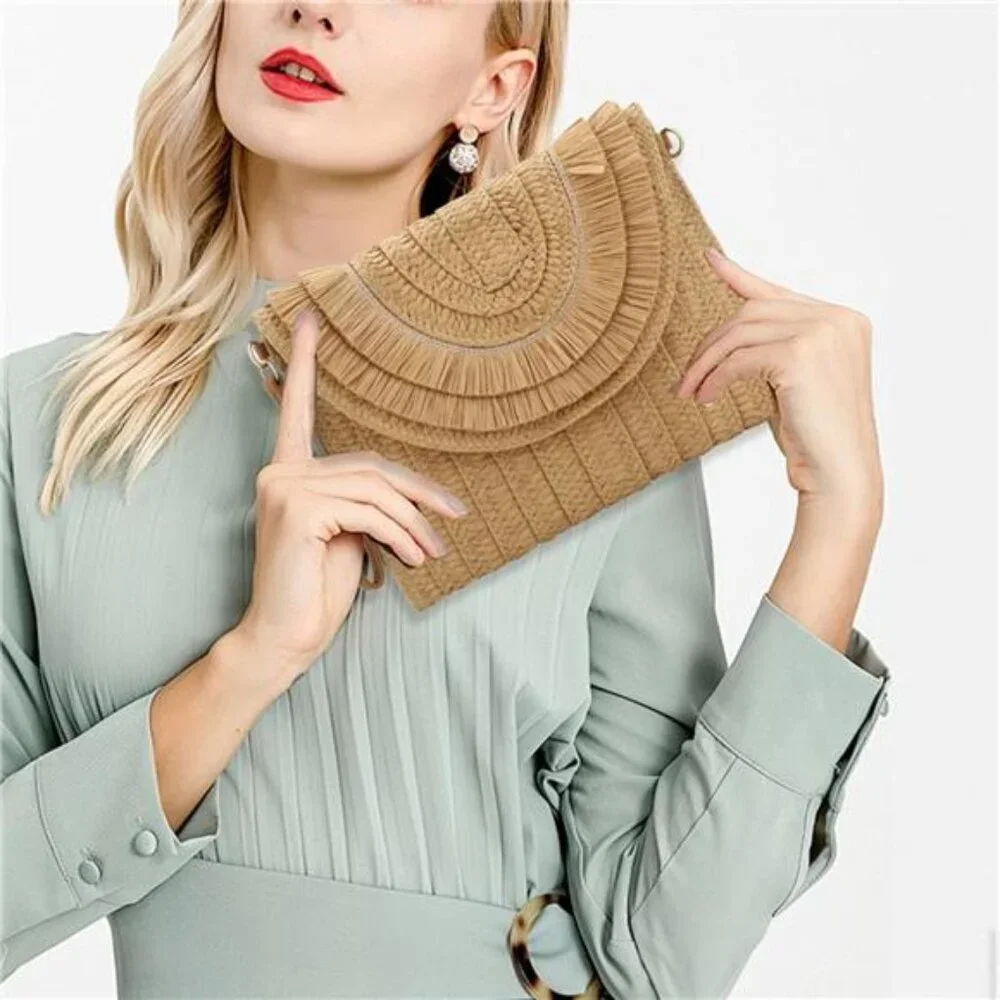 Gets Straw Clutch Purse for Women, Woven Beach Bag Summer Corssbody Purse Small - Picture 5 of 7